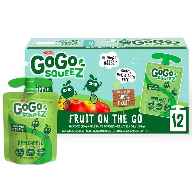 GoGo Squeez Applesauce Apple Apple Snack Pouch 12 pack